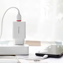 Зарядний пристрій Borofone BA21A USB QC 18W білий + кабель USB to MicroUSB - мініатюра 3