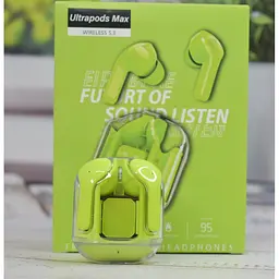 Навушники безпровідні Air31 Ultrapods Max з індикатором зарядки вакуумні Bluetooth Зелені - мініатюра 4