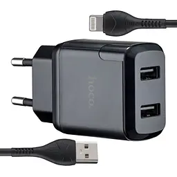 Мережевий зарядний пристрій Hoco N7 Speedy dual port charger set Micro ( EU ) Чорний
