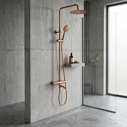 Душова система з термостатом і виливом Rea Lungo Diamond brushed copper REA-P5964 - мініатюра 5