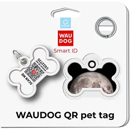 Адресник для собак і котів Waudog Smart ID з QR паспортом Місяць 4х2.8 см - мініатюра 5