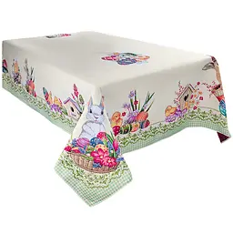 Скатертина  Lefard Home Textile Peeps гобеленова 180x140 см бежево-зелена (732-283)