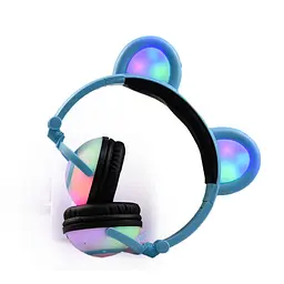 Навушники Linx Bear Ear Headphone з ведмежими вушками LED підсвічування 350 mAh Блакитний (SUN1861) - мініатюра 2