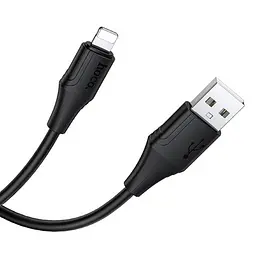 Дата кабель Hoco X124 Bien silicone USB to Lightning 2.4A (1m) Black - мініатюра 3