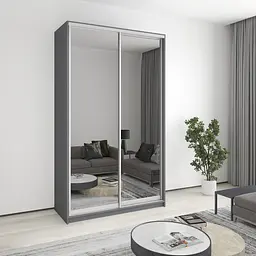 Шафа-купе дводверна MebelStar Стандарт AL 2 Дзеркала 140x60x240 см Антрацит (MBS-3865)
