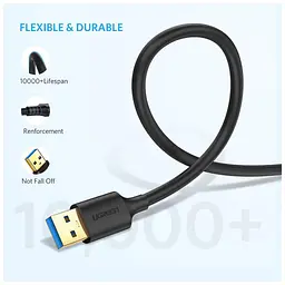 Дата кабель USB 3.0 AM/AM 1.0m US128 black Ugreen (10370) - мініатюра 3