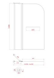 Шторки скляні на ванну Koer SR BS04-95x140-TR-01 прозоре скло 6 мм, хром KR5403, Універсальна, прозорий, хром - мініатюра 4