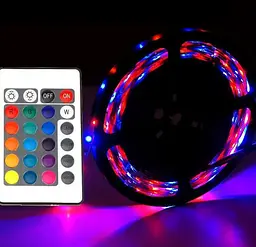 Комплект Світлодіодна стрічка багатобарвна 3528 RGB комплект 5м з пультом - мініатюра 4