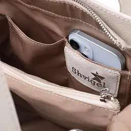 Сумка Shvigel 22830 з натуральної шкіри 26.5х20.5х13.5 см Бежева - мініатюра 6