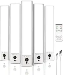 Світильник EZVALO 5-Pack Під освітлення шафи, 2400 мА·год Датчик руху, Світлодіодні світильники для шафи Бездротові, 6500K