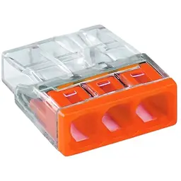 Клема Brille Wago Compact для розподільних коробок 3X2.5 прозора/помаранчева без пасти 2273-203