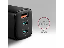 Мережевий зарядний пристрій AXAGON 65 W Black (ACU-DPQ65) - мініатюра 2
