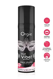 Рідкий вібратор Orgie Dual Vibe! Liquid Vibrator Strawberry Gin and Tonic 15 мл - мініатюра 2