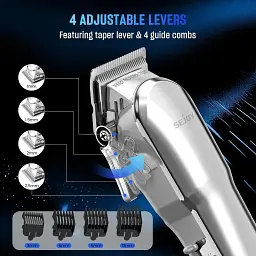 Машинка для стрижки Sejoy HC-007 бездротовий тример для волосся та бороди з LED-дисплеєм 4 насадки срібний (SKU-091) - мініатюра 4