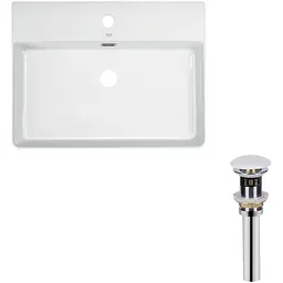 Умивальник Qtap Nando LT підвісний прямокутний 600x440x130 мм White + донний клапан PU02O, Білий