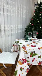Водовідштовхувальна Скатертина з принтом Санта Клаус 170х120 см Білий