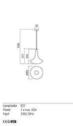Підвісний світильник Redo DECANTER SU 1X42W E27 D265 SMOKY GREY SHADOW (5.1.1) 01-1623 - мініатюра 3
