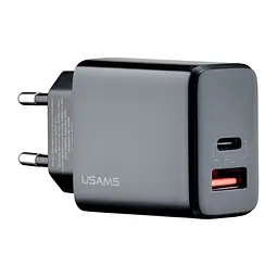 Мережевий зарядний пристрій Usams CC133 T40 QC3.0 + PD Digital Display Fast USB + Type-C Charger 20W ( EU ) Чорний
