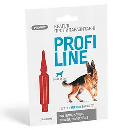 Каплі ProVET Profiline для собак 20-40 кг 1 піпетка 3.0 мл інсектоакарицид