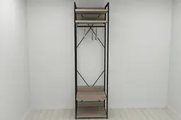 Шафа Гардероб Уні секція 2 серії Конект Ferrum-decor 220x60x50см Чорний метал ДСП Дуб Сонома Трюфель 32 мм (FRD-104538)