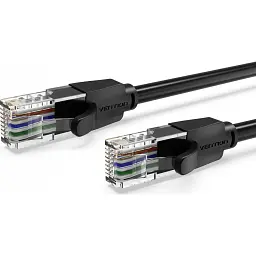 Патч-корд 1.5м, UTP cat 6 RJ-45 flat black Vention (IBJBG) - мініатюра 2