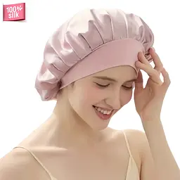 Шовкова нічна шапочка MaryuPHair на еластичній резинці (рожевий)