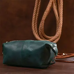 Шкіряна матова косметичка Shvigel 16399 зелена - мініатюра 7