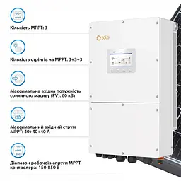 Гібридний трифазний інвертор 30kW Solis S6-EH3P30K-H 150-800V WiFi HV-battery 3 MPPT (42-00194) - мініатюра 3