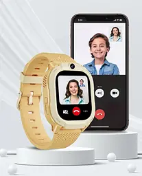 Дитячий смарт-годинник Lemfo T70 з 4G-відеодзвінком прослуховуванням GPS-трекером і операційною системою Android Бежевий - мініатюра 2