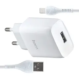 Блок живлення Hoco C72A зарядний пристрій з iPhone кабелем біле