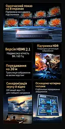 HDMI-розгалужувач UGREEN CM714 спліттер HDMI 2.1 1 вхід і 8 виходів дублювання одного зображення на 8 екранах 8K 60 Гц і 4K 240 Гц для 8K 60 Гц і 4K 240 Гц (25860) - мініатюра 14