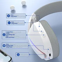 Attack Shark L90 Wireless Gaming Headset — бездротова Bluetooth-гарнітура з мікрофоном для геймерів, Білий - мініатюра 7