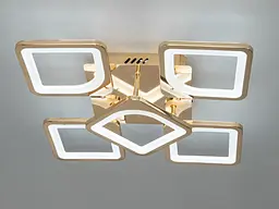 Стельова LED-люстра Diasha S8060/4+1G з пультом, золота, 72W, 3960 lm, квадратні акрилові плафони 42×42 см - мініатюра 3