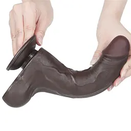 Фаломіметатор Sliding Skin Dual Layer Dong, 21.6 см (чорний) - мініатюра 4