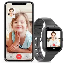 Дитячий смарт годинник Lemfo M52 з GPS трекером, 4G сім карткою та прослушкою Чорний  - мініатюра 6