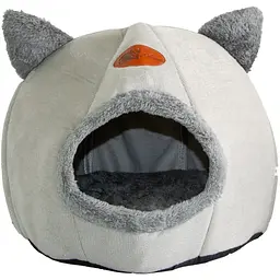 Будиночок для котів Aoxin Silver 35×35×34 см, тканинний, знімна подушка, сірий у смужку