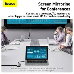 Хаб конвертер Baseus Type-C Metal Gleam Series 5-in-1 3Usb HDMI Type-C 100W CAHub-CX0G - мініатюра 10