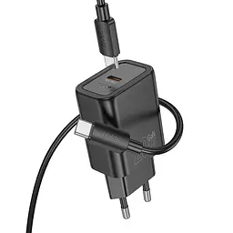 МЗП Hoco N60 Gentle PD20W (1USB-C) + кабель Type-C to Type-C Black - мініатюра 2