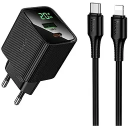 МЗП Hoco CS83A Excellent with digital display PD20W+QC3.0 (1USB-A/1C) + кабель Type-C to Lightning Black