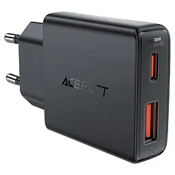 Сетевой зарядний пристрій ACEFAST A69 PD30W GaN (USB-A+USB-C) ultra-thin charger чорний