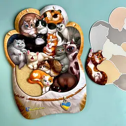 Дерев'яний пазл-вкладиш Котики-муркотики Ubumblebees 1х23х32 см det0012686 - мініатюра 7