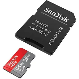Карта пам'яті SanDisk microSDXC Ultra 64GB UHS-I A1 V10 + SD Adapter (SDSQUAB-064G-GN6MA) [166665] - мініатюра 2