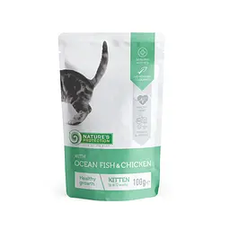 Вологий корм для кошенят з океанічною рибою та куркою Nature's Protection Kitten Ocean fish and Chicken, 100г