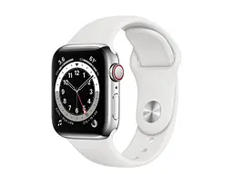 Смарт-годинник Apple Watch Series 6 40mm GPS + Cellular Silver Stainless Steel/White Sport Band (M06T3)