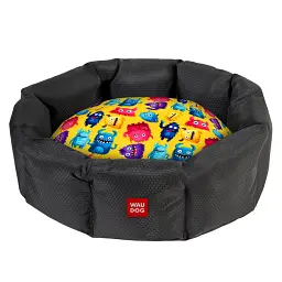 Лежанка для собак WAUDOG Relax, малюнок "Мохнаті монстри", L, Ш 49 см, Д 59 см, В 20 см