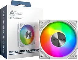 Вентилятор MONTECH 120MM METAL PRO 12 ARGB PWM WHITE (METAL PRO 12 ARGB PWM WHT) - мініатюра 3