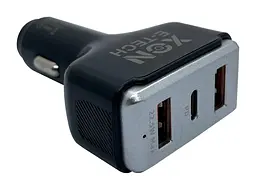 Автомобільний зарядний пристрій XON MaxCharge Type-C 75W (Type-C PD30 + 2 x Type-A 15V/1.5A) Black (CM2A1C75WB 3517)