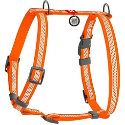 Шлея для собак Waudog Waterproof анатомічна Н-подібна з QR паспортом світловідбиваюча XL 60-98 см помаранчева