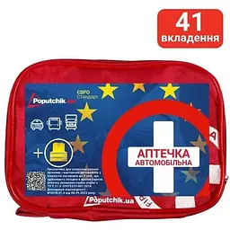 Аптечка медична автомобільна Poputchik Євростандарт згідно ТУ+жилет м'який футляр (02-024-М) - мініатюра 2