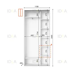 Шафа-купе Idea серія 1 110 x 45 x 240 см Білий Дзеркало - мініатюра 2
